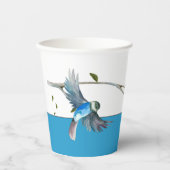 Blauer Vogel des Glückspopups Cup Pappbecher (Vorderseite)