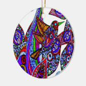 Blauer Vogel des Paradieses Weißer Ornament (Links)