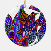 Blauer Vogel des Paradieses Weißer Ornament (Hinten)