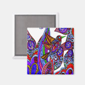 Blauer Vogel des Paradieses Weißmagnet Magnet (Vorderseite/Rückseite)