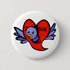 Blauer Vogel des Valentinstag-Knopfes Button
