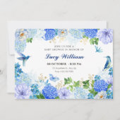 Blauer Vogel Elegante Babydusche Einladung (Vorderseite)