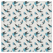 Blauer Vogel fliegen, sitzen, Folkloredruck Stoff (Muster)