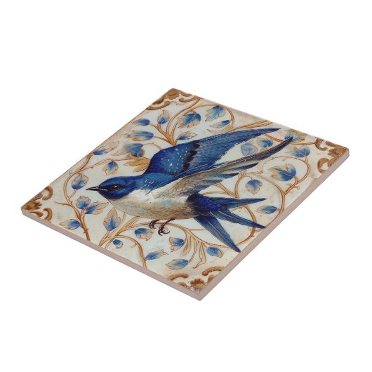 Blauer Vogel Fliese (Seite)
