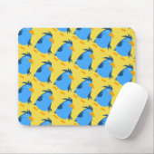 Blauer Vogel für Kinder durch Schaufenster. Mousepad (Mit Mouse)