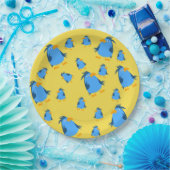 Blauer Vogel für Kinder durch Schaufenster. Pappteller (Party)