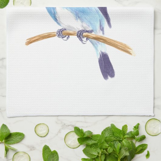 Blauer Vogel Geschirrtuch (Gefaltet)