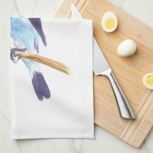 Blauer Vogel Geschirrtuch (Viertel Falte)