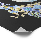 Blauer Vogel im Blumenkranz Poster (Ecke)