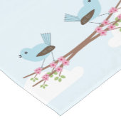 Blauer Vogel im Blüten-Baum Kurzer Tischläufer (Ecke)