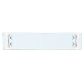 Blauer Vogel im Blüten-Baum Kurzer Tischläufer (Horizontal)