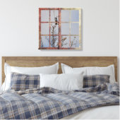 Blauer Vogel im Fenster Leinwanddruck (Insitu (Schlafzimmer))