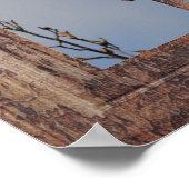 Blauer Vogel im Fenster Poster (Ecke)