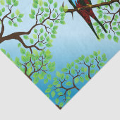 Blauer Vogel in Bäumen Seidenpapier (Ausschnitt)