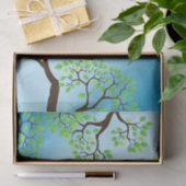 Blauer Vogel in Bäumen Seidenpapier (Geschenk)