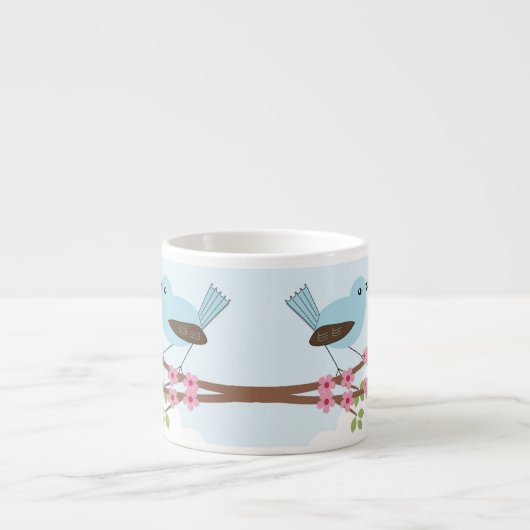 Blauer Vogel in Blossom Tree Espressotasse (Vorderseite)