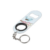 Blauer Vogel in Blossom Tree Mini Flaschenöffner (Rückseite Schrägansicht)