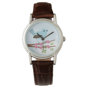 Blauer Vogel in Blossom Tree Niedlich Armbanduhr