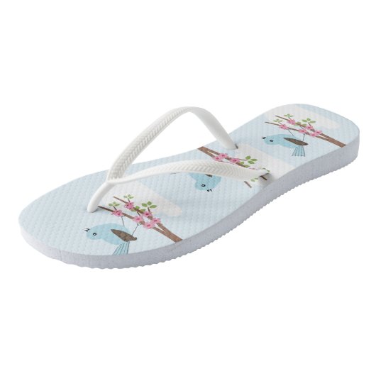 Blauer Vogel in Blossom Tree Niedlich Badesandalen (Schrägansicht)