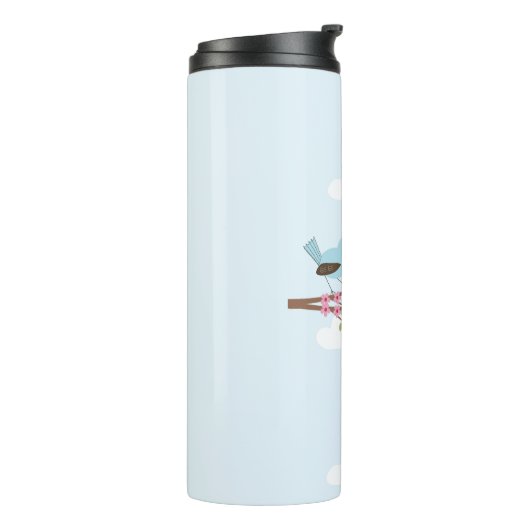 Blauer Vogel in Blossom Tree Niedlich Thermosbecher (Nach links gedreht)