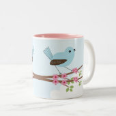 Blauer Vogel in Blossom Tree Niedlich Zweifarbige Tasse (VorderseiteRechts)