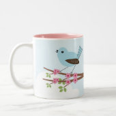 Blauer Vogel in Blossom Tree Niedlich Zweifarbige Tasse (Links)