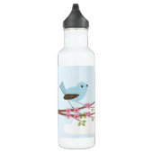 Blauer Vogel in Blossom Tree Personalisiert Edelstahlflasche (Rechts)