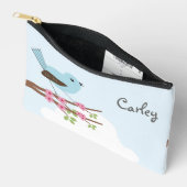Blauer Vogel in Blossom Tree Personalisiert Niedli Zubehörtasche (Offen)