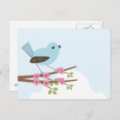 Blauer Vogel in Blossom Tree Postkarte (Vorne/Hinten)