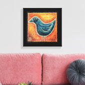 Blauer Vogel in Ölpastel Leinwanddruck (Insitu (Wohnzimmer))
