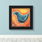 Blauer Vogel in Ölpastel Leinwanddruck (Insitu (Holzboden))