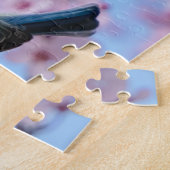 Blauer Vogel in rosafarbenen, japanischen Kirschbl Puzzle (Seite)