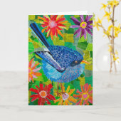 Blauer Vogel Karte (Gelbe Blume)