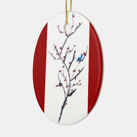 Blauer Vogel Keramik Ornament (Links)
