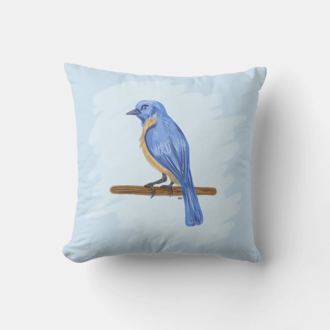 Blauer Vogel Kissen (Vorderseite)