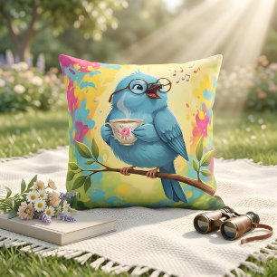 Blauer Vogel Kuschel-Wurfkissen  Kissen