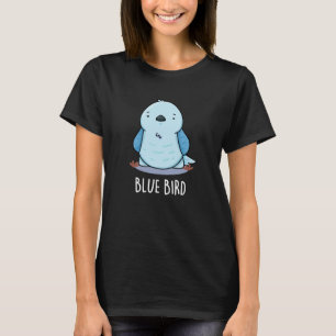 Blauer Vogel Lustiger Tierwitz Dunkler Hintergrund T-Shirt