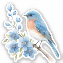 Blauer Vogel mit blauen Blumen