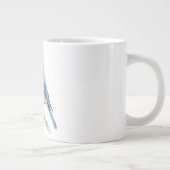 Blauer Vogel mit blauen Blumen Jumbo-Tasse (Rechts)
