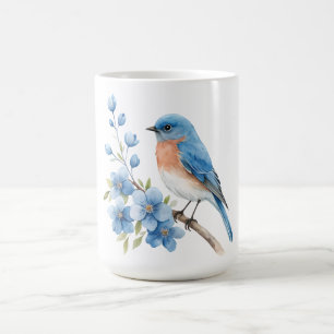 Blauer Vogel mit blauen Blumen Kaffeetasse