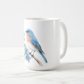 Blauer Vogel mit blauen Blumen Kaffeetasse (VorderseiteRechts)