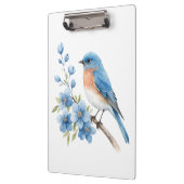 Blauer Vogel mit blauen Blumen Klemmbrett (Links)
