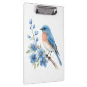 Blauer Vogel mit blauen Blumen Klemmbrett (Rechts)