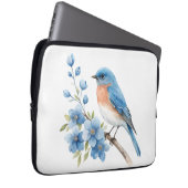 Blauer Vogel mit blauen Blumen Laptopschutzhülle (Vorne Rechts)