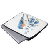 Blauer Vogel mit blauen Blumen Laptopschutzhülle (Vorne Knopf)