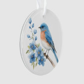Blauer Vogel mit blauen Blumen Ornament (Vorderseite)