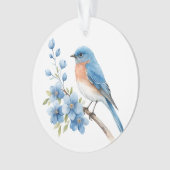 Blauer Vogel mit blauen Blumen Ornament (Vorderseite)