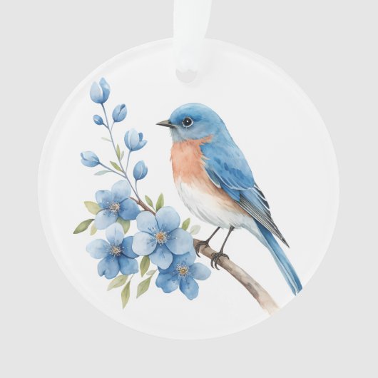 Blauer Vogel mit blauen Blumen Ornament (Vorderseite)
