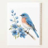 Blauer Vogel mit blauen Blumen Planer (Rückseite)