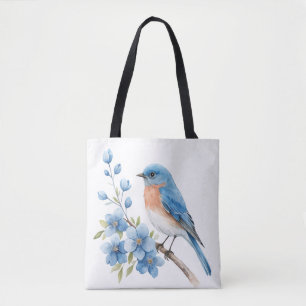 Blauer Vogel mit blauen Blumen Tasche